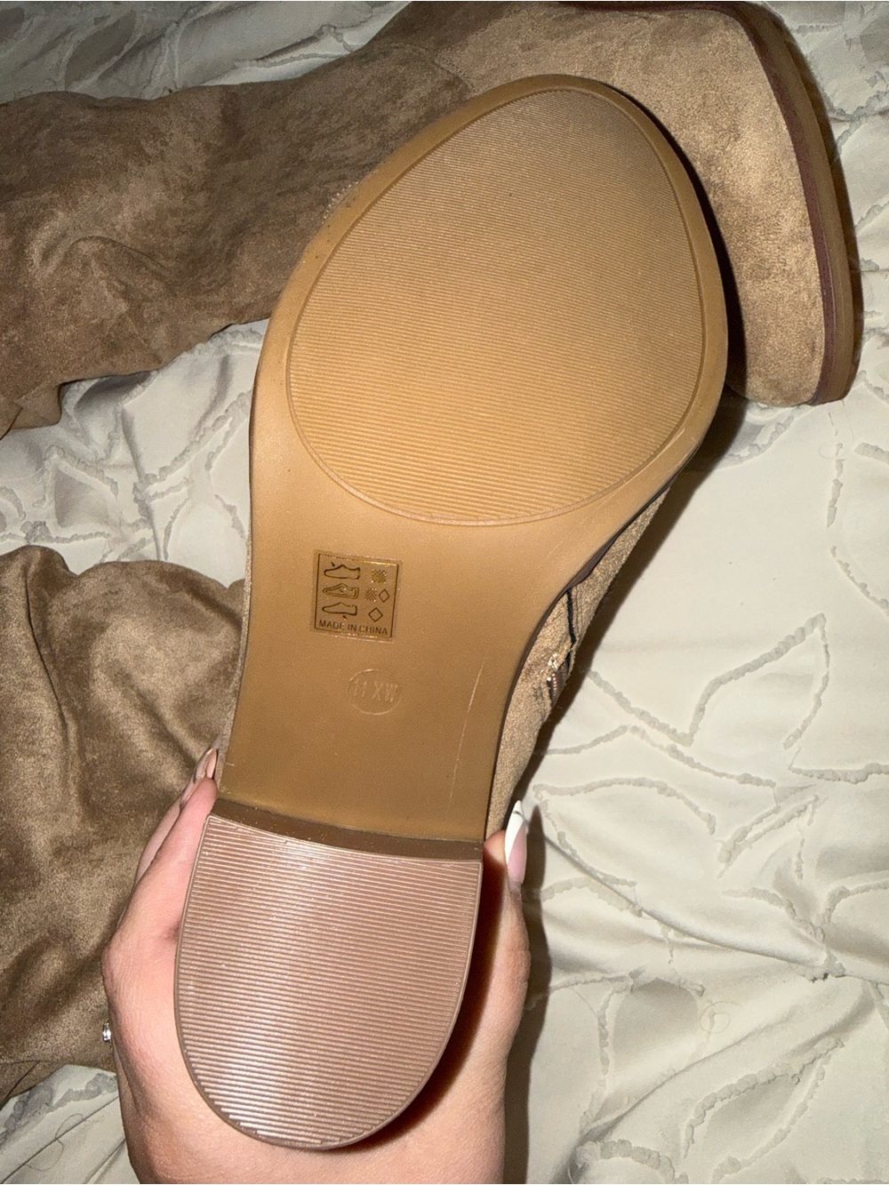 Women's Tan Suede Knee-High Slouch Boots - Picture 3 of 3